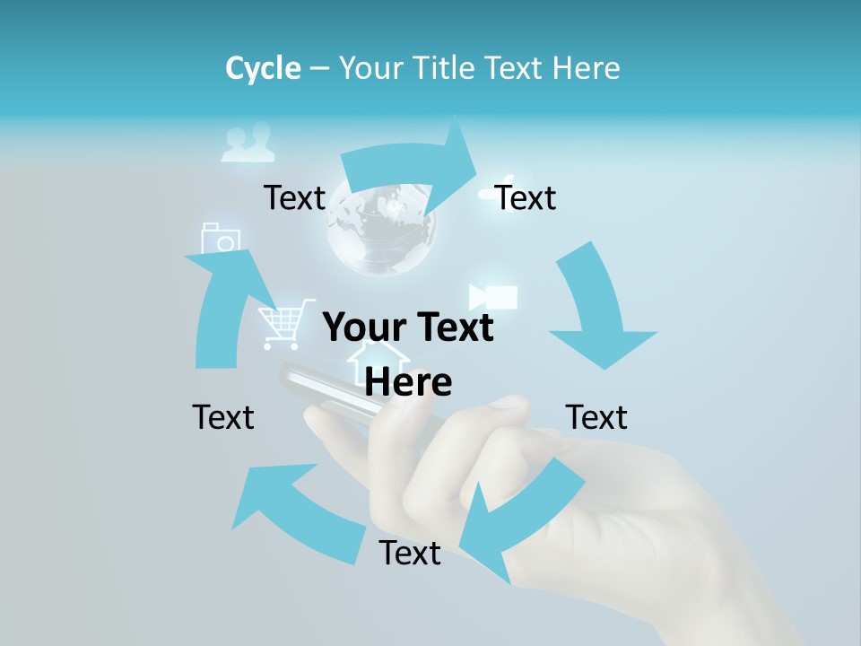 A Person Holding A Cell Phone With Icons Coming Out Of It PowerPoint Template