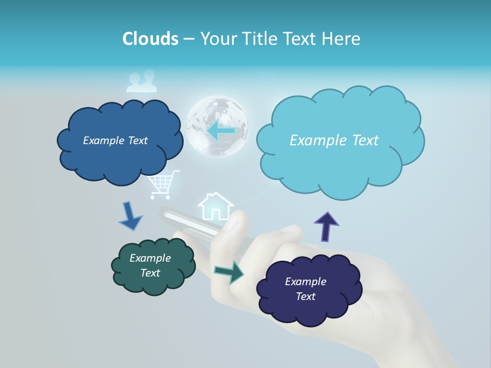 A Person Holding A Cell Phone With Icons Coming Out Of It PowerPoint Template