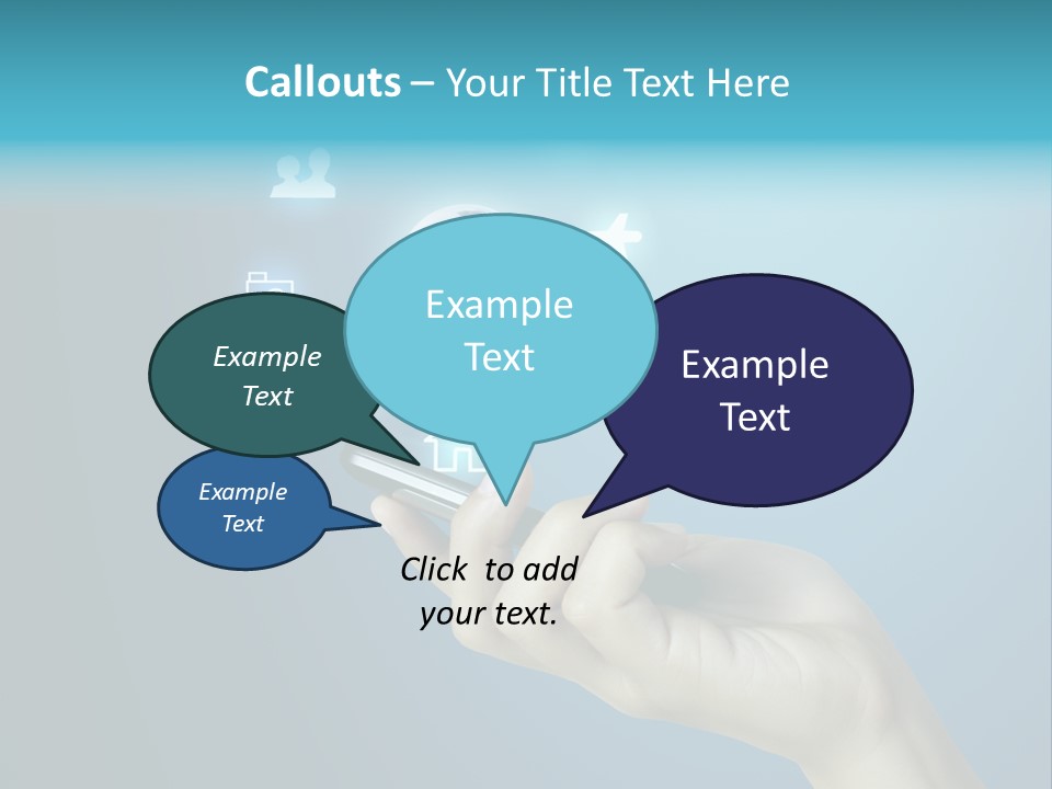 A Person Holding A Cell Phone With Icons Coming Out Of It PowerPoint Template