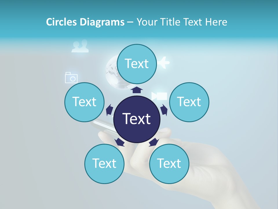 A Person Holding A Cell Phone With Icons Coming Out Of It PowerPoint Template