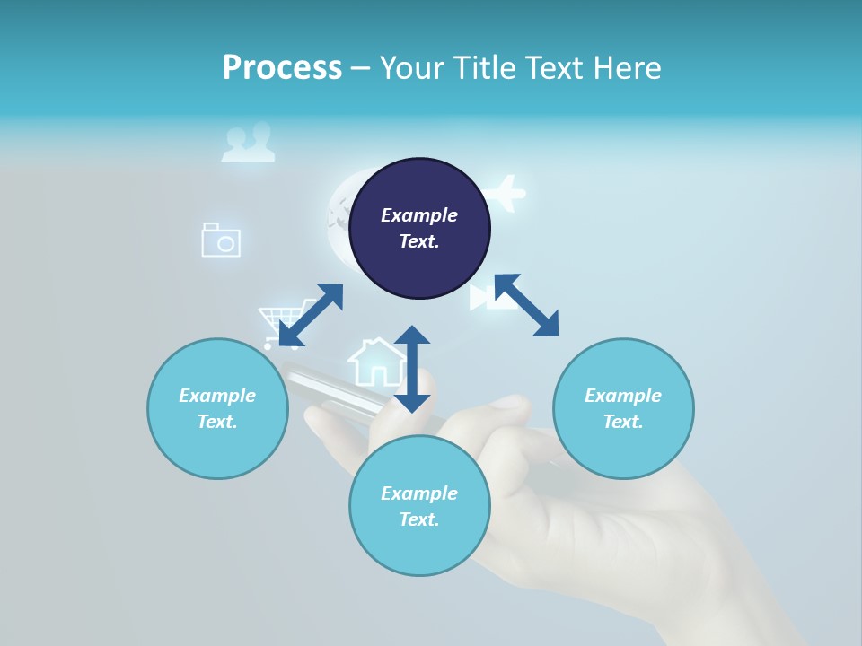 A Person Holding A Cell Phone With Icons Coming Out Of It PowerPoint Template