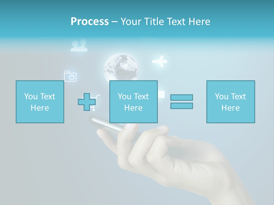 A Person Holding A Cell Phone With Icons Coming Out Of It PowerPoint Template