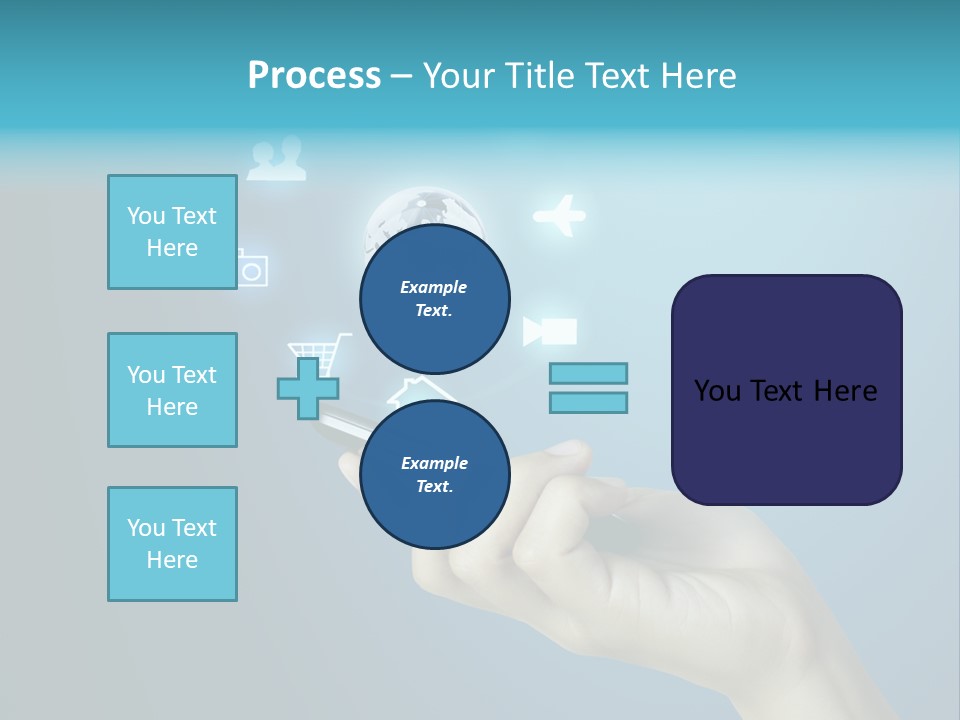 A Person Holding A Cell Phone With Icons Coming Out Of It PowerPoint Template
