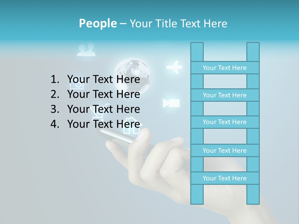 A Person Holding A Cell Phone With Icons Coming Out Of It PowerPoint Template