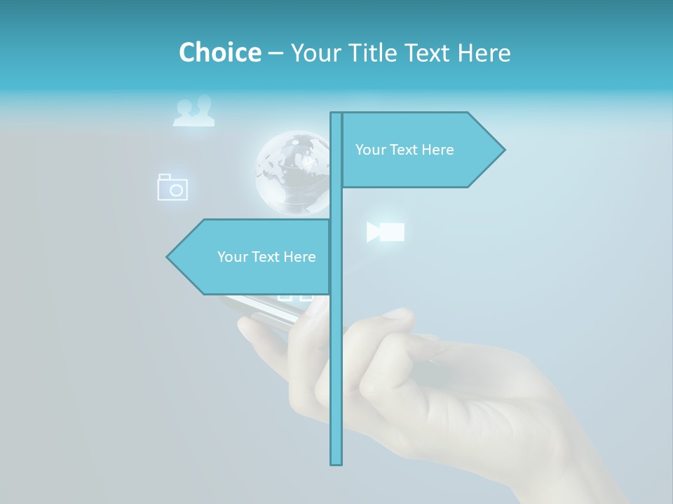 A Person Holding A Cell Phone With Icons Coming Out Of It PowerPoint Template