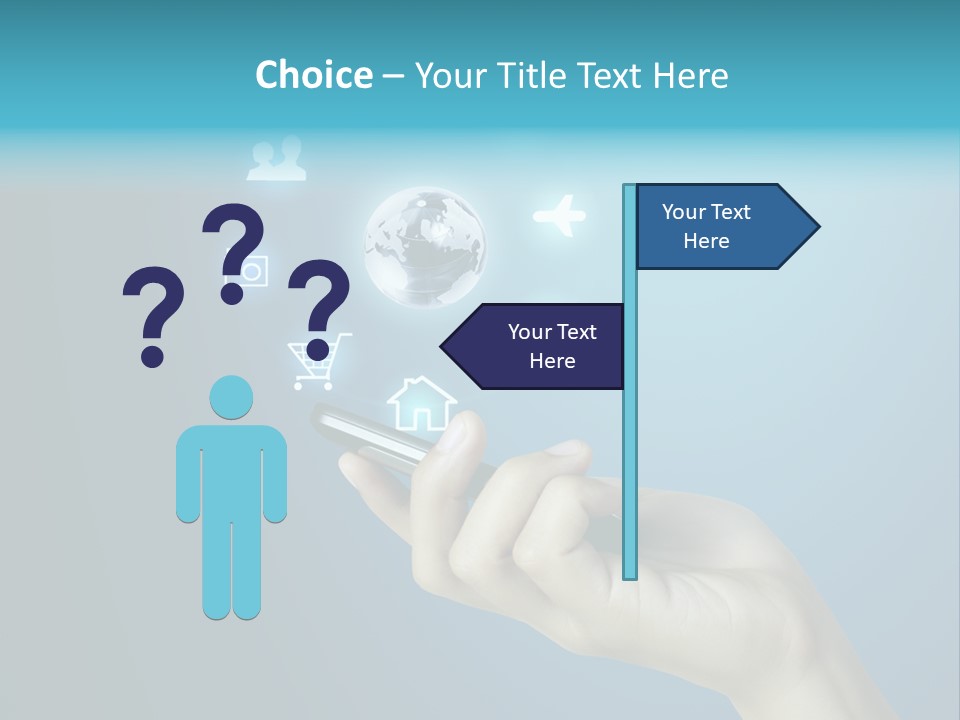 A Person Holding A Cell Phone With Icons Coming Out Of It PowerPoint Template