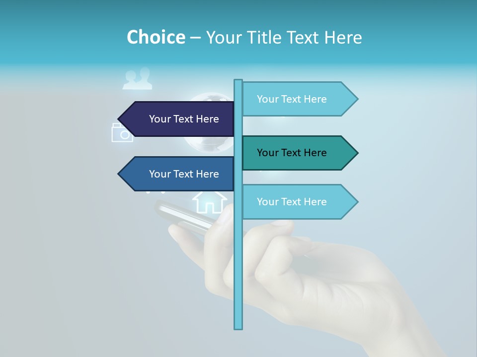 A Person Holding A Cell Phone With Icons Coming Out Of It PowerPoint Template