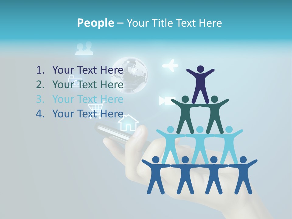 A Person Holding A Cell Phone With Icons Coming Out Of It PowerPoint Template