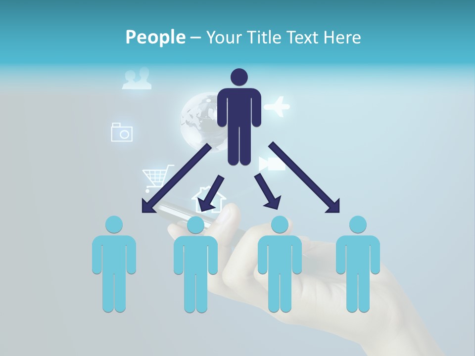 A Person Holding A Cell Phone With Icons Coming Out Of It PowerPoint Template