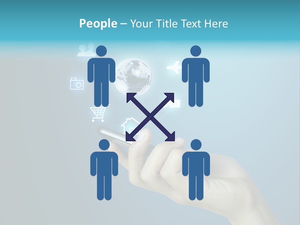 A Person Holding A Cell Phone With Icons Coming Out Of It PowerPoint Template