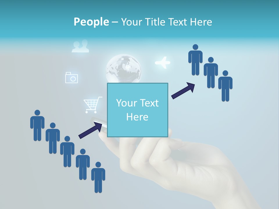 A Person Holding A Cell Phone With Icons Coming Out Of It PowerPoint Template