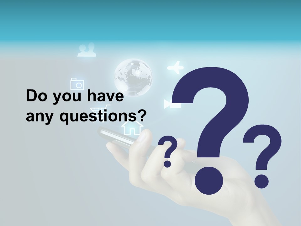 A Person Holding A Cell Phone With Icons Coming Out Of It PowerPoint Template