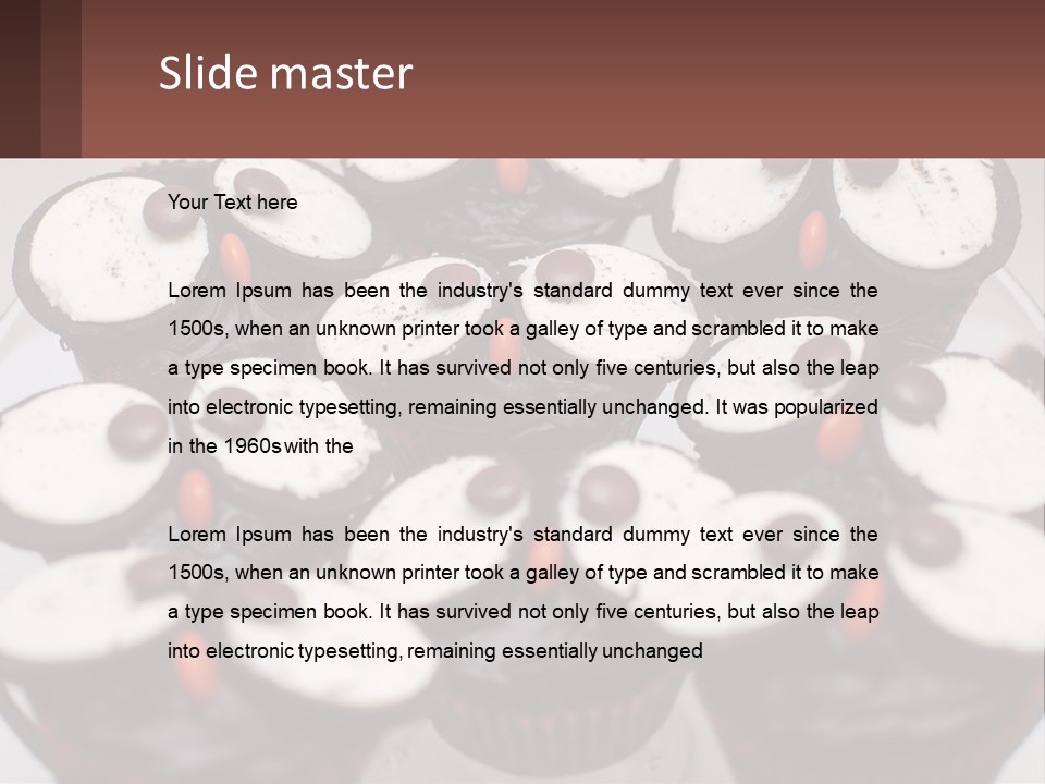 A Plate Of Chocolate Cupcakes With White And Brown Frosting PowerPoint Template