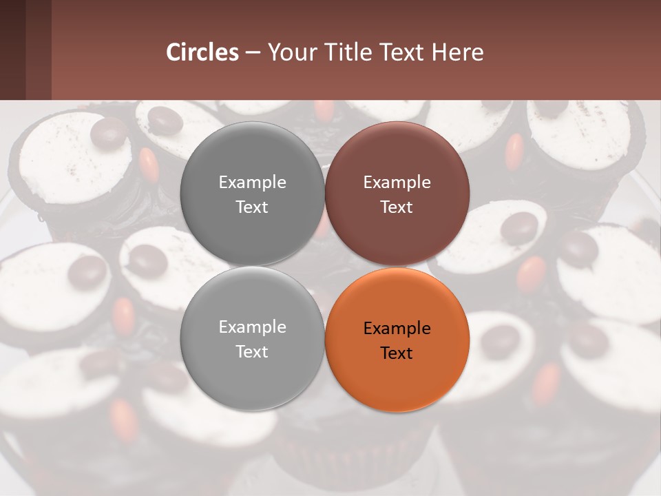 A Plate Of Chocolate Cupcakes With White And Brown Frosting PowerPoint Template