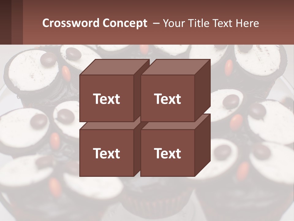 A Plate Of Chocolate Cupcakes With White And Brown Frosting PowerPoint Template