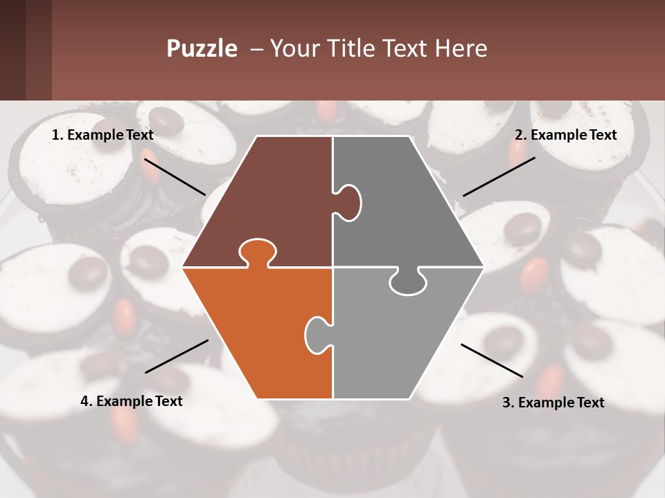 A Plate Of Chocolate Cupcakes With White And Brown Frosting PowerPoint Template