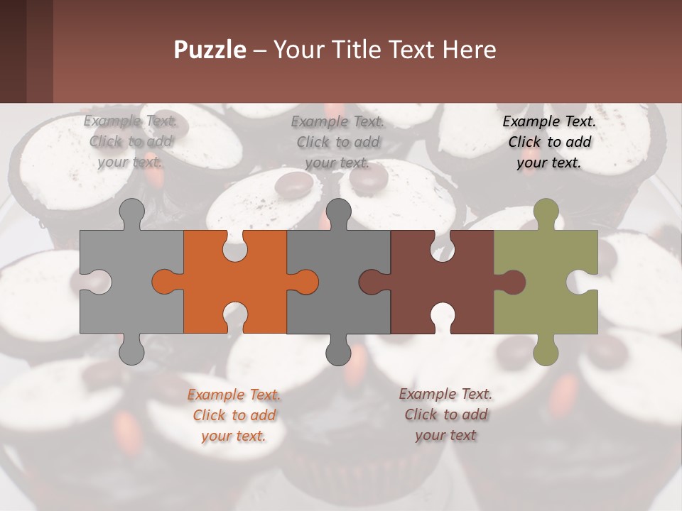 A Plate Of Chocolate Cupcakes With White And Brown Frosting PowerPoint Template
