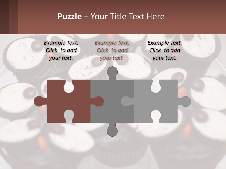 A Plate Of Chocolate Cupcakes With White And Brown Frosting PowerPoint Template