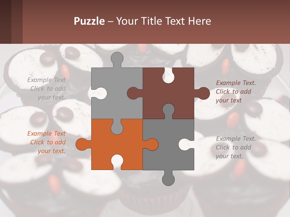 A Plate Of Chocolate Cupcakes With White And Brown Frosting PowerPoint Template
