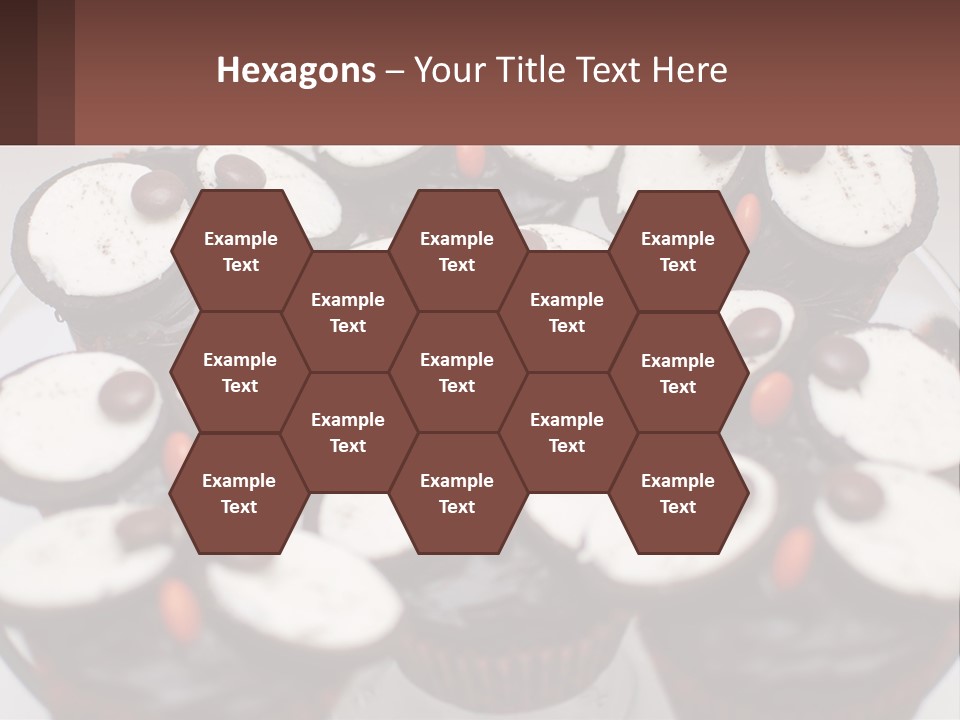 A Plate Of Chocolate Cupcakes With White And Brown Frosting PowerPoint Template