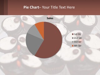A Plate Of Chocolate Cupcakes With White And Brown Frosting PowerPoint Template