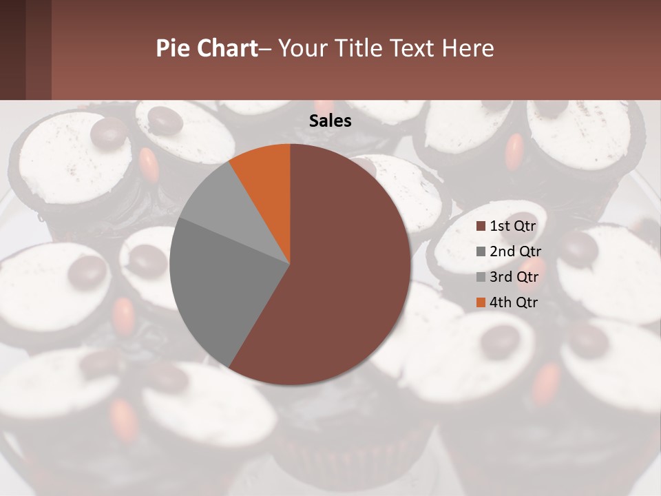 A Plate Of Chocolate Cupcakes With White And Brown Frosting PowerPoint Template