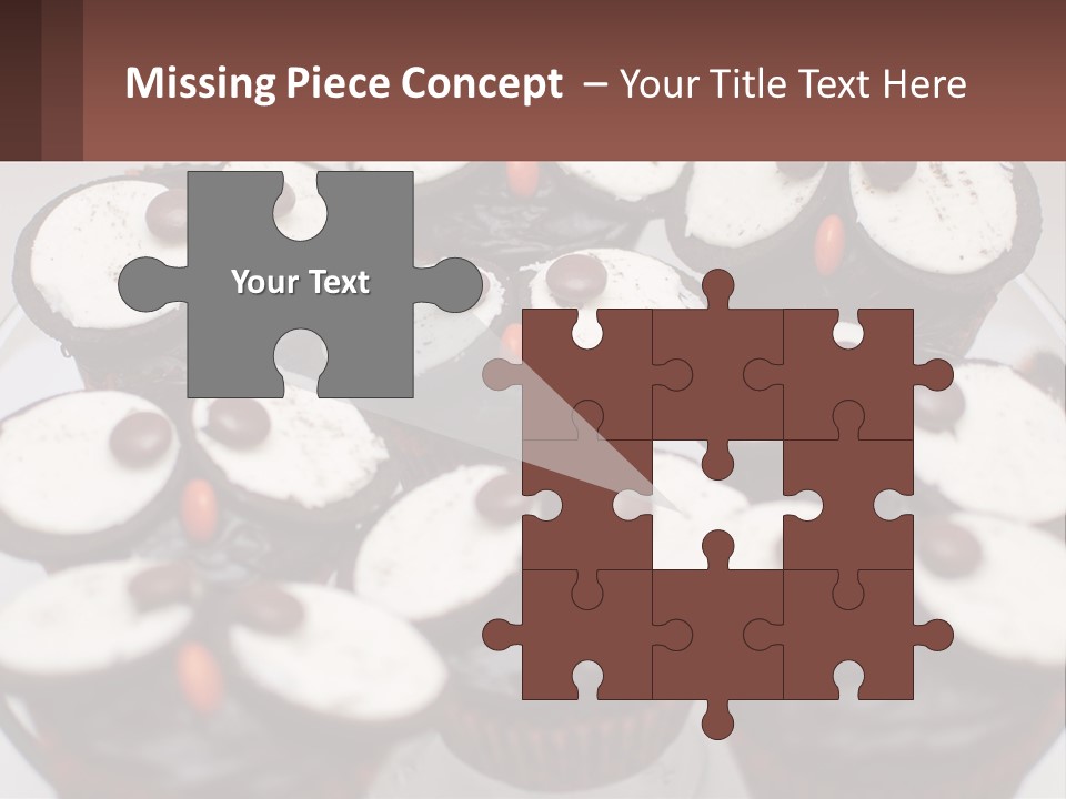 A Plate Of Chocolate Cupcakes With White And Brown Frosting PowerPoint Template
