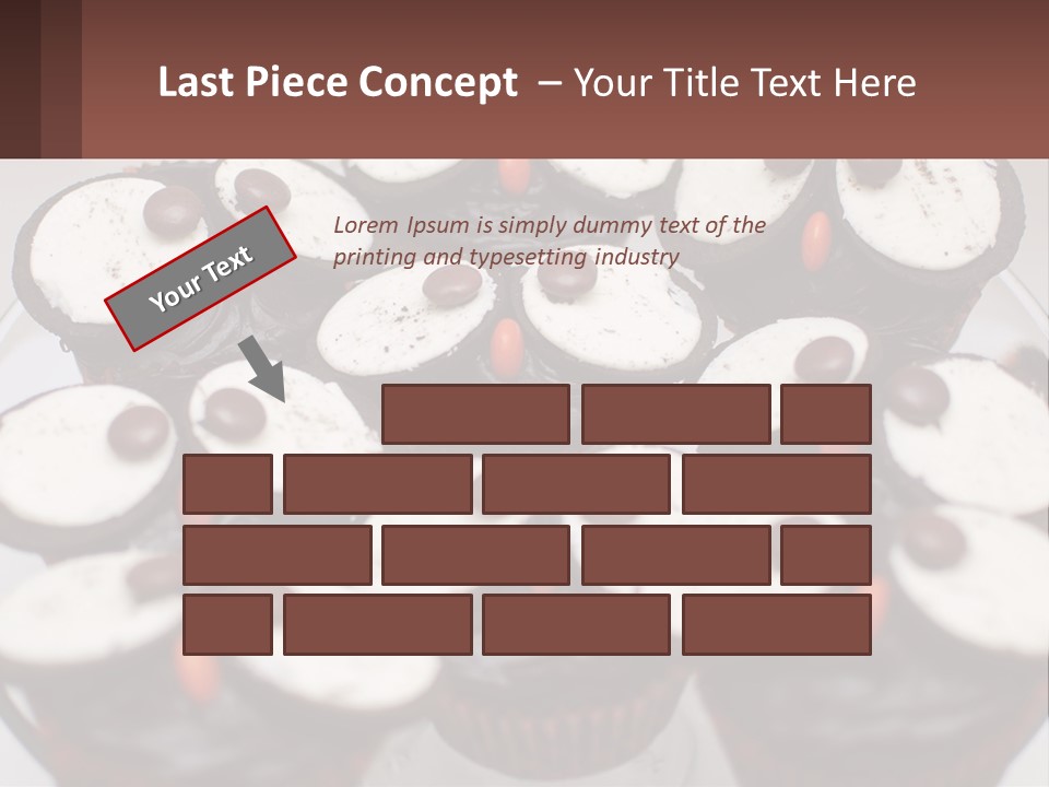 A Plate Of Chocolate Cupcakes With White And Brown Frosting PowerPoint Template