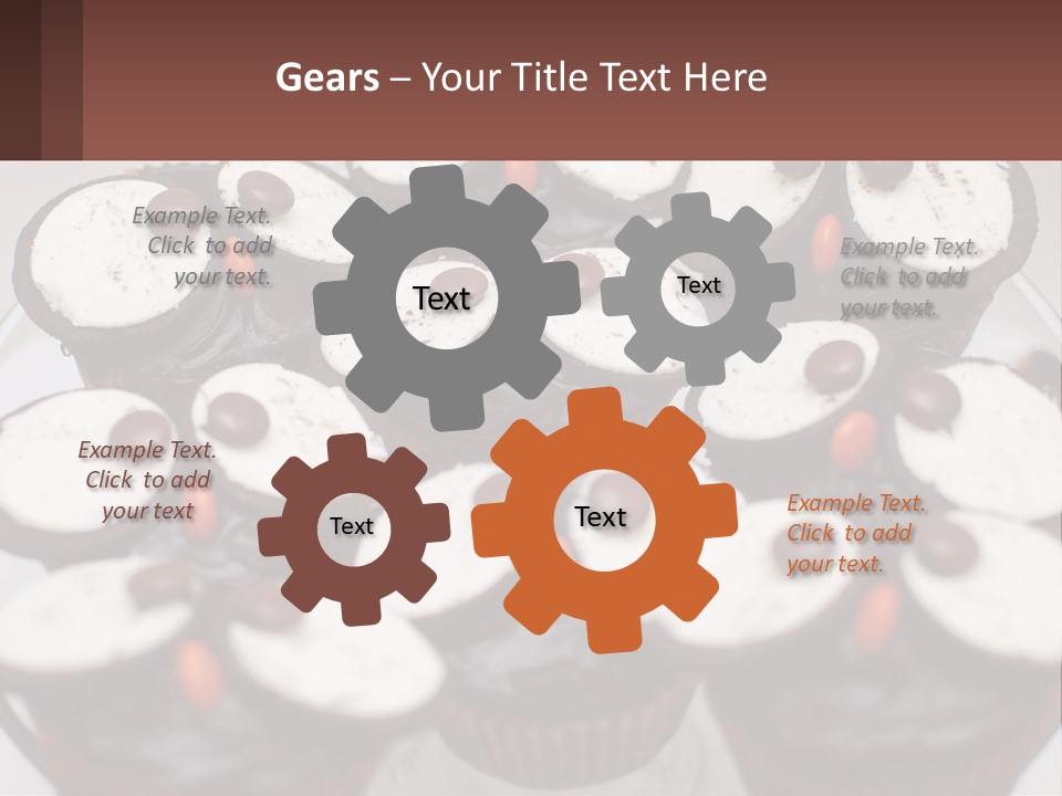 A Plate Of Chocolate Cupcakes With White And Brown Frosting PowerPoint Template