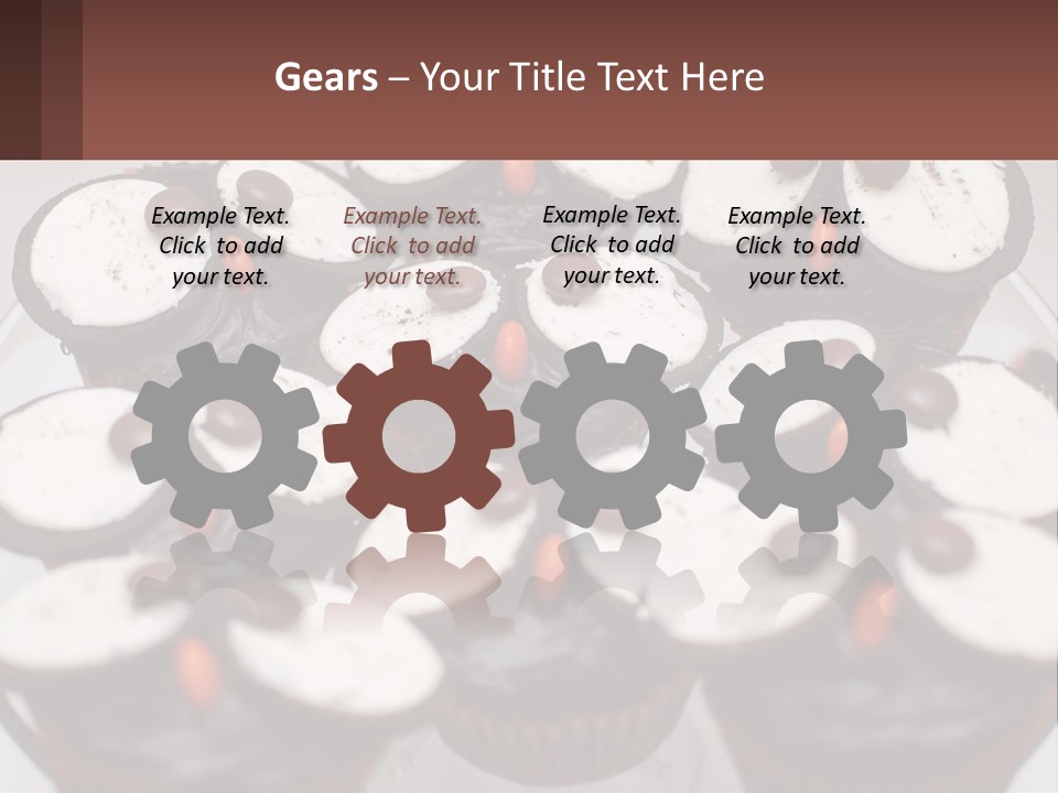 A Plate Of Chocolate Cupcakes With White And Brown Frosting PowerPoint Template