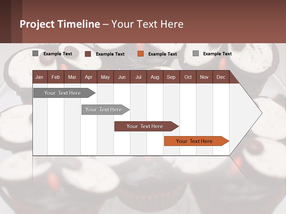 A Plate Of Chocolate Cupcakes With White And Brown Frosting PowerPoint Template
