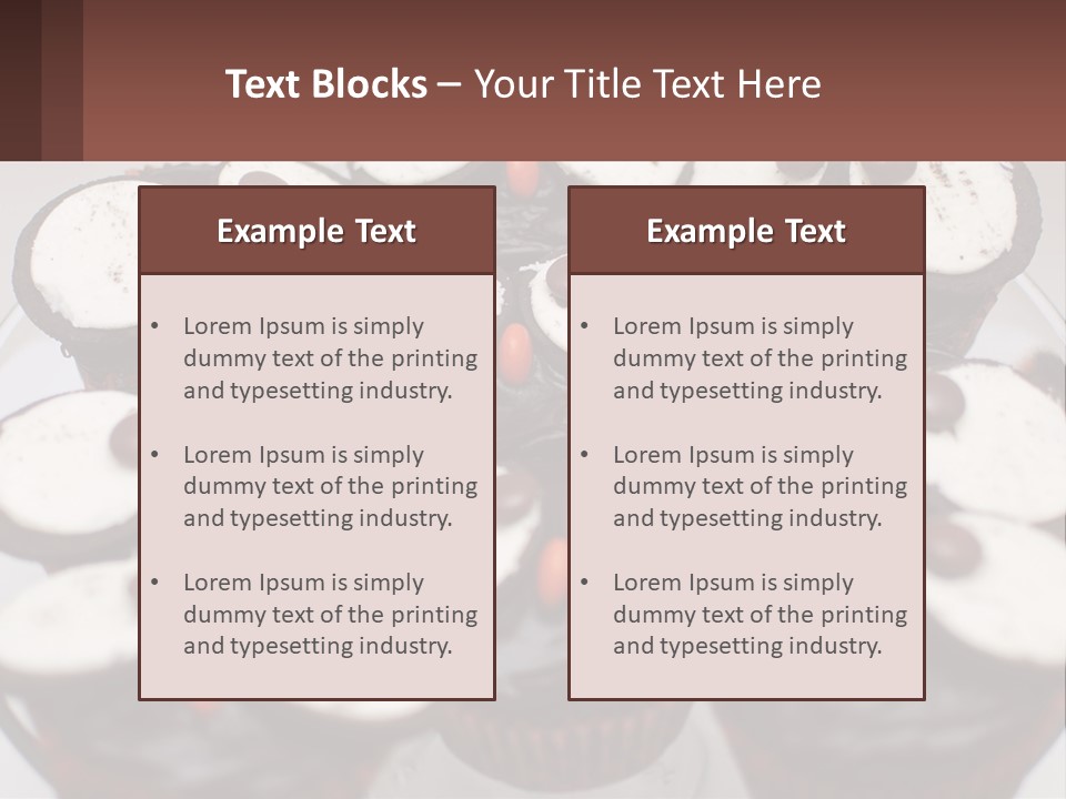 A Plate Of Chocolate Cupcakes With White And Brown Frosting PowerPoint Template