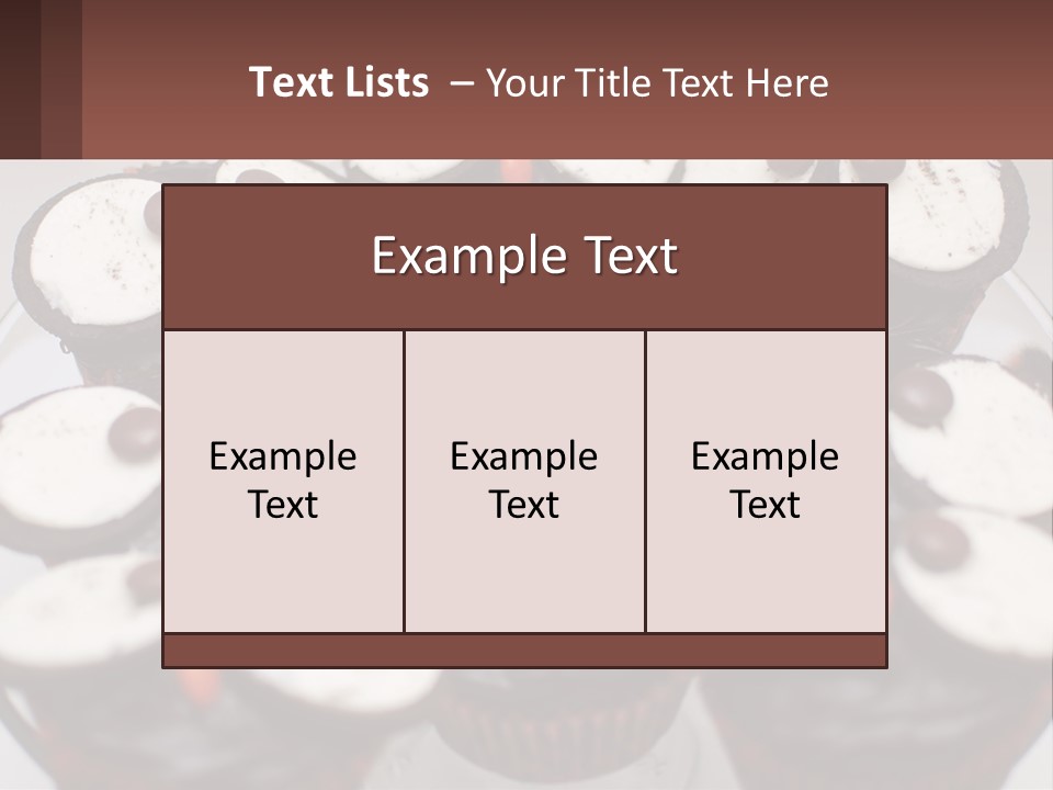 A Plate Of Chocolate Cupcakes With White And Brown Frosting PowerPoint Template