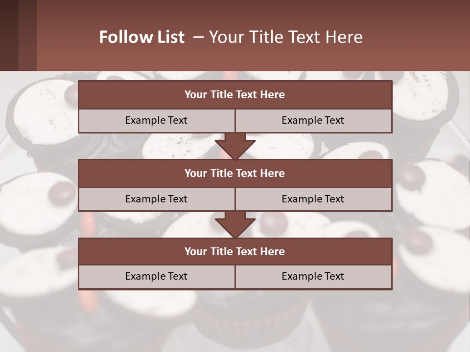 A Plate Of Chocolate Cupcakes With White And Brown Frosting PowerPoint Template