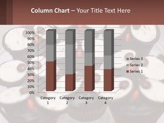 A Plate Of Chocolate Cupcakes With White And Brown Frosting PowerPoint Template