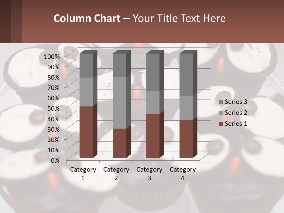 A Plate Of Chocolate Cupcakes With White And Brown Frosting PowerPoint Template