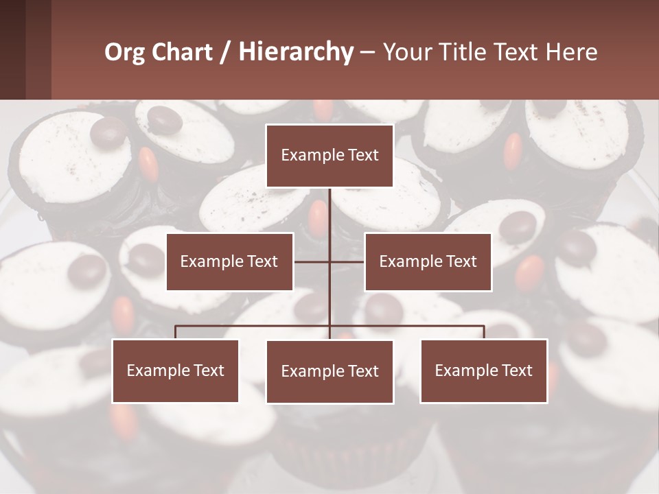 A Plate Of Chocolate Cupcakes With White And Brown Frosting PowerPoint Template
