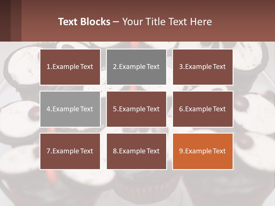 A Plate Of Chocolate Cupcakes With White And Brown Frosting PowerPoint Template