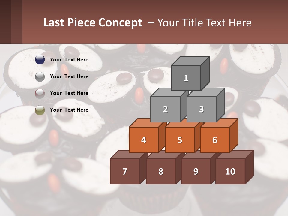 A Plate Of Chocolate Cupcakes With White And Brown Frosting PowerPoint Template