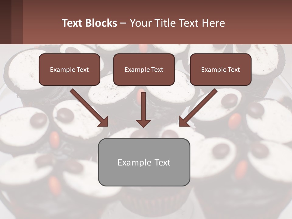 A Plate Of Chocolate Cupcakes With White And Brown Frosting PowerPoint Template