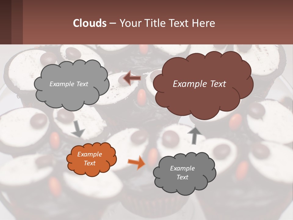 A Plate Of Chocolate Cupcakes With White And Brown Frosting PowerPoint Template