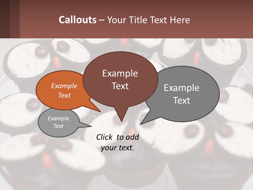 A Plate Of Chocolate Cupcakes With White And Brown Frosting PowerPoint Template