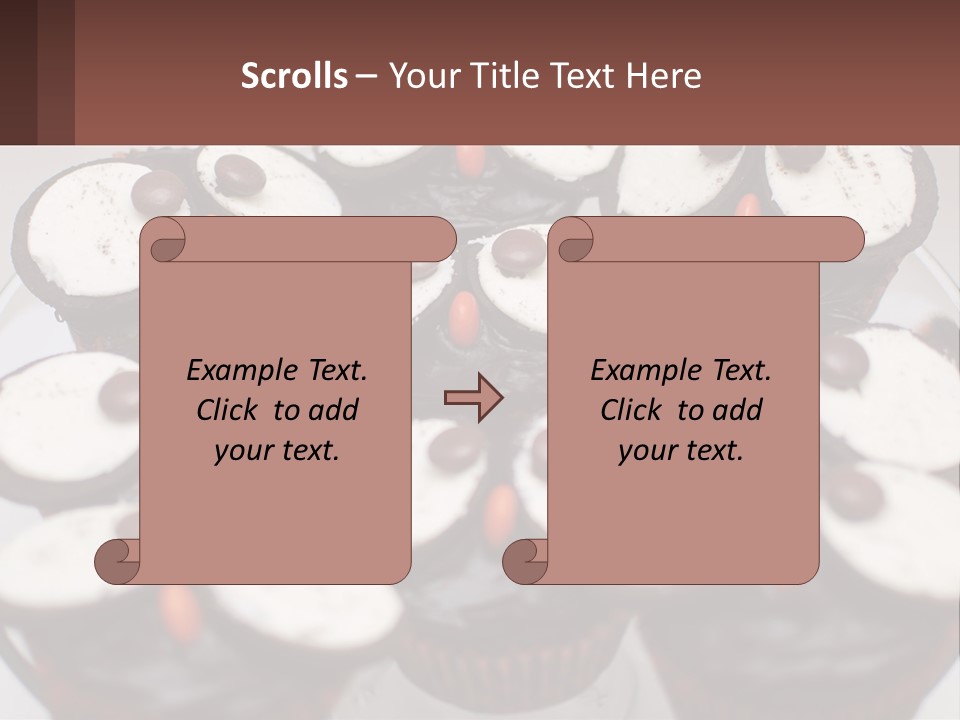 A Plate Of Chocolate Cupcakes With White And Brown Frosting PowerPoint Template