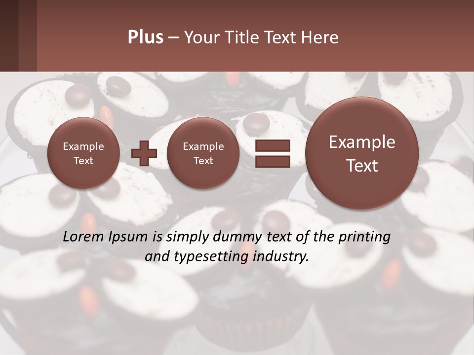A Plate Of Chocolate Cupcakes With White And Brown Frosting PowerPoint Template