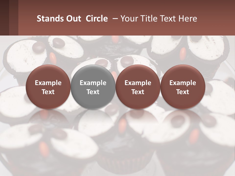 A Plate Of Chocolate Cupcakes With White And Brown Frosting PowerPoint Template