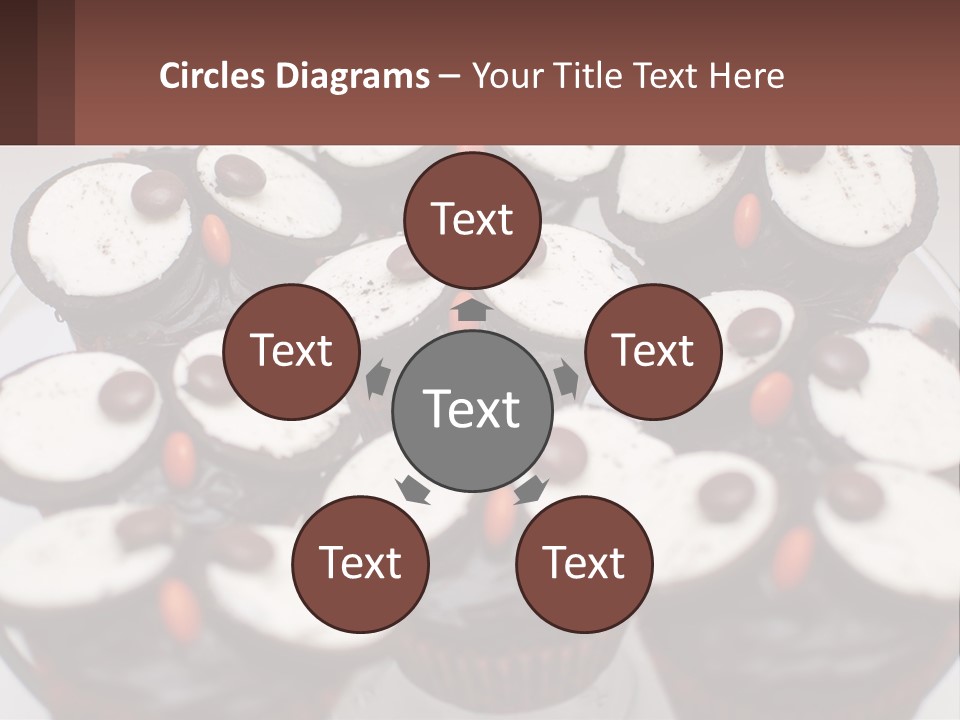 A Plate Of Chocolate Cupcakes With White And Brown Frosting PowerPoint Template