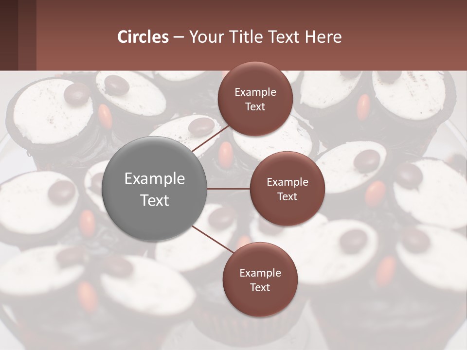 A Plate Of Chocolate Cupcakes With White And Brown Frosting PowerPoint Template