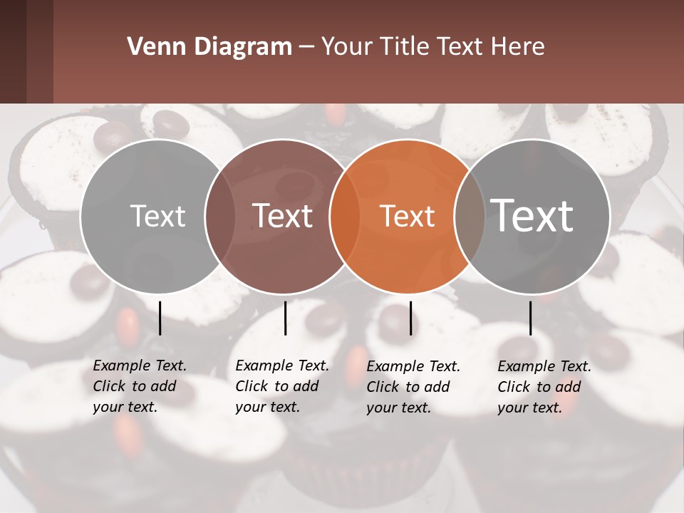A Plate Of Chocolate Cupcakes With White And Brown Frosting PowerPoint Template