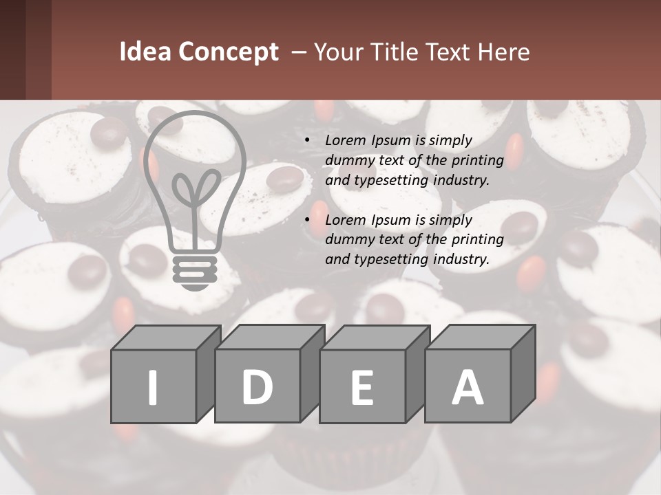 A Plate Of Chocolate Cupcakes With White And Brown Frosting PowerPoint Template