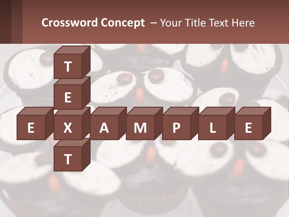 A Plate Of Chocolate Cupcakes With White And Brown Frosting PowerPoint Template